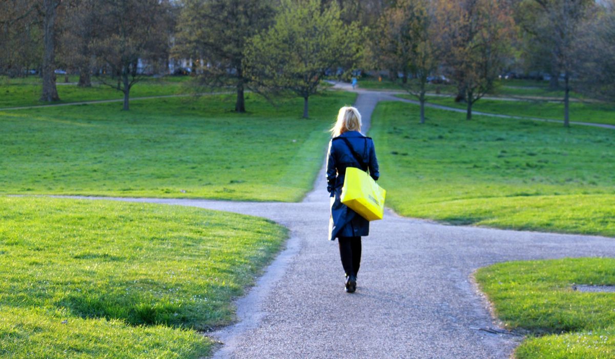 Woman walking in a park